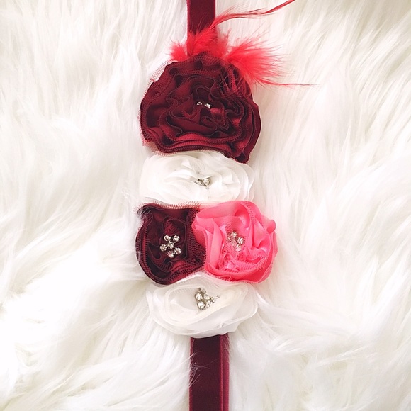 Other - Holiday Rose Floral Velvet Headband NWOT